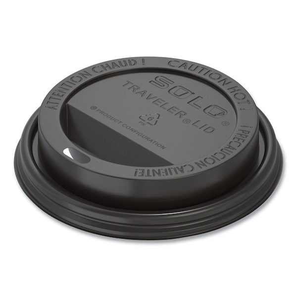 Dart Traveler Cappuccino Style Dome Lid, Fits 10 oz to 24 oz Hot Cups, Plastic, Black, PK1000 TLB316-0004 - main